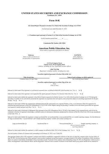 Thumbnail American Public Education 10-K Annual Report 2012