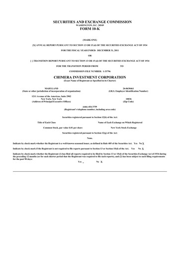 Thumbnail Chimera Investment Corporation 10-K Annual Report 2011