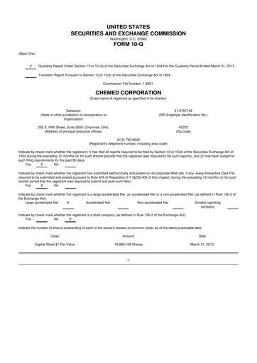 Thumbnail Chemed 10-Q Quarterly Report FY2013 