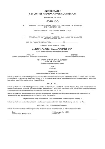 Vorschaubild Annaly Capital Management
 10-Q Quartalsbericht 2013 