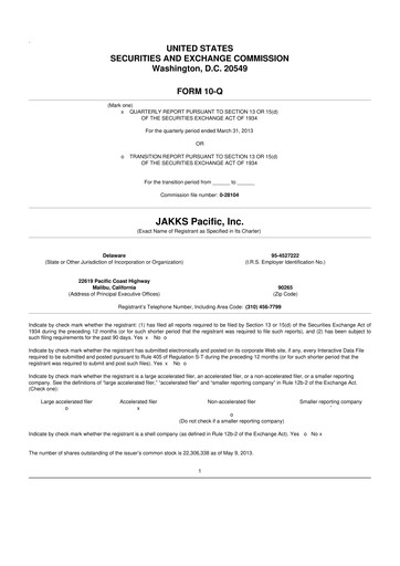 Thumbnail Jakks Pacific
 10-Q Quarterly Report FY 