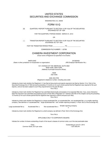 Thumbnail Chimera Investment Corporation 10-Q Quarterly Report FY2012 