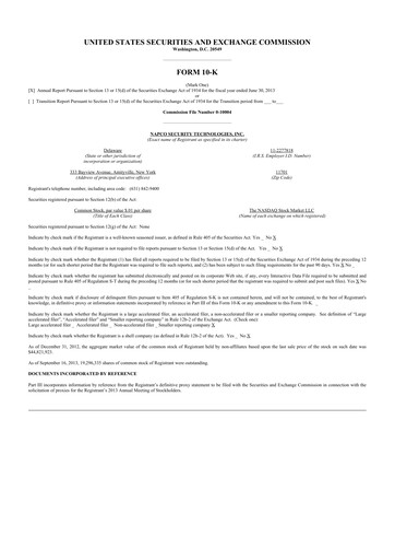 Thumbnail NAPCO Security Technologies 10-K Annual Report 2013