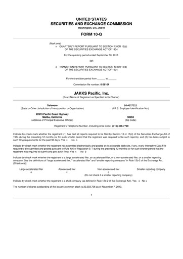 Thumbnail Jakks Pacific
 10-Q Quarterly Report FY 