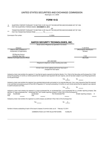 Thumbnail NAPCO Security Technologies 10-Q Quarterly Report FY2014 