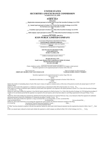 Thumbnail ICON plc 20-F Annual Report 2013