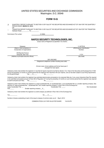 Thumbnail NAPCO Security Technologies 10-Q Quarterly Report FY2014 