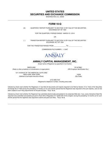 Vorschaubild Annaly Capital Management
 10-Q Quartalsbericht 2014 
