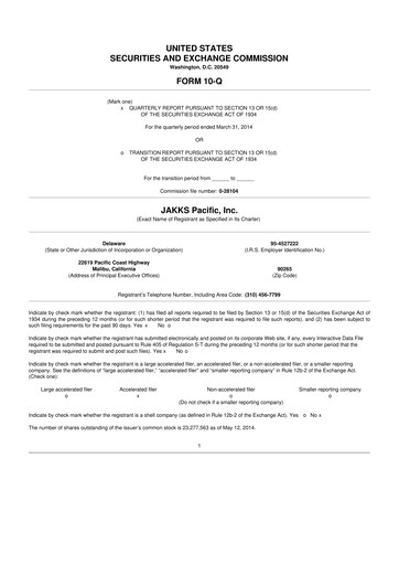 Thumbnail Jakks Pacific
 10-Q Quarterly Report FY 