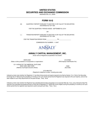 Vorschaubild Annaly Capital Management
 10-Q Quartalsbericht 2014 