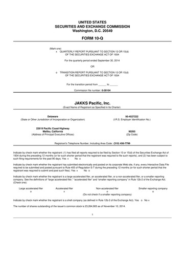 Thumbnail Jakks Pacific
 10-Q Quarterly Report FY 