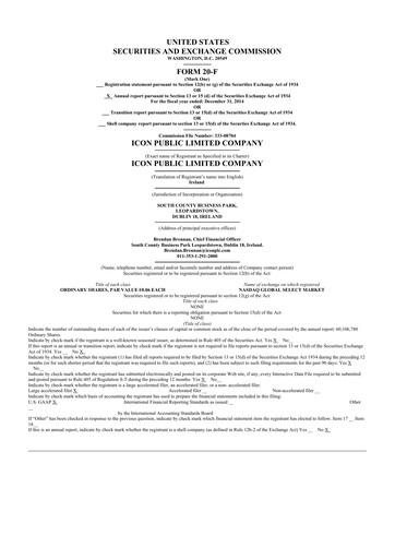 Thumbnail ICON plc 20-F Annual Report 2014