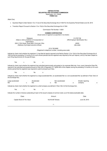Thumbnail Chemed 10-Q Quarterly Report FY2015 