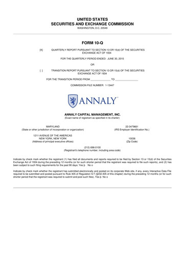 Vorschaubild Annaly Capital Management
 10-Q Quartalsbericht 2015 