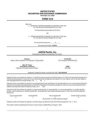 Thumbnail Jakks Pacific
 10-Q Quarterly Report FY 