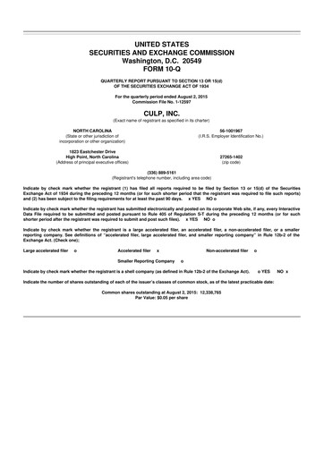 Thumbnail Culp, Inc. 10-Q Quarterly Report FY2016 