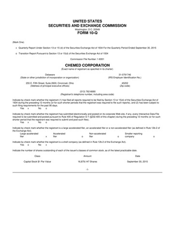 Thumbnail Chemed 10-Q Quarterly Report FY2015 
