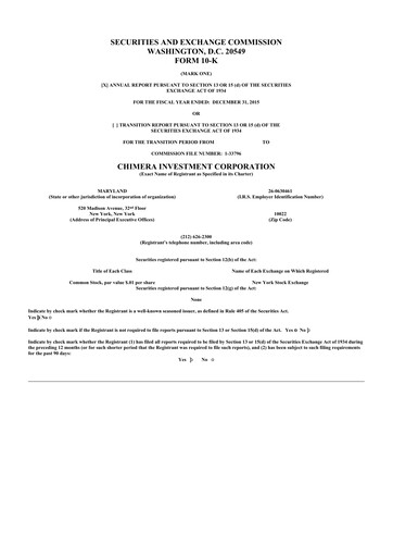 Thumbnail Chimera Investment Corporation 10-K Annual Report 2015