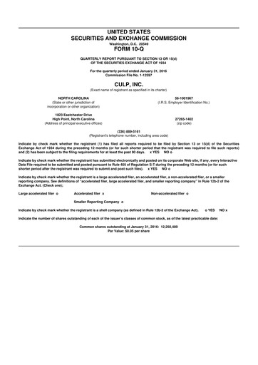 Thumbnail Culp, Inc. 10-Q Quarterly Report FY2016 