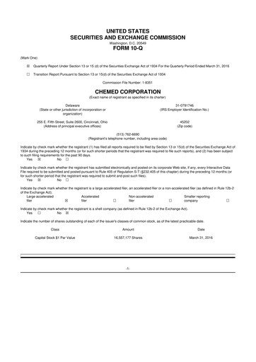Thumbnail Chemed 10-Q Quarterly Report FY2016 