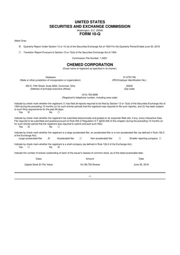 Thumbnail Chemed 10-Q Quarterly Report FY2016 