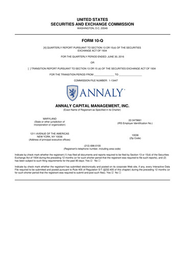 Vorschaubild Annaly Capital Management
 10-Q Quartalsbericht 2016 