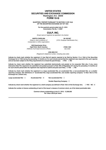 Thumbnail Culp, Inc. 10-Q Quarterly Report FY2017 