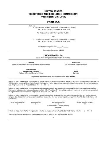Thumbnail Jakks Pacific
 10-Q Quarterly Report FY 