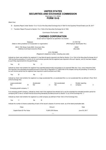Thumbnail Chemed 10-Q Quarterly Report FY2017 