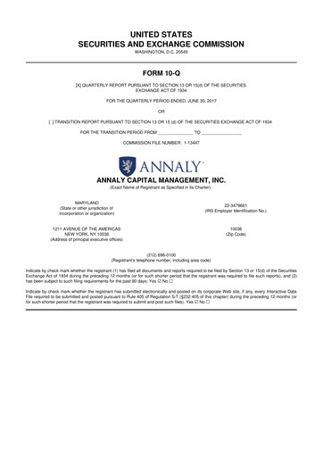 Vorschaubild Annaly Capital Management
 10-Q Quartalsbericht 2017 