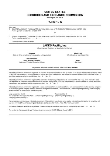 Thumbnail Jakks Pacific
 10-Q Quarterly Report FY 