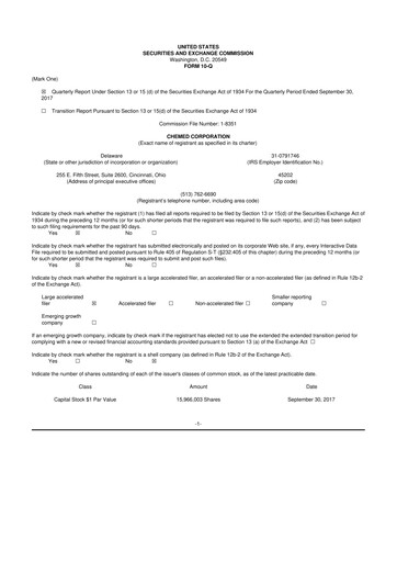 Thumbnail Chemed 10-Q Quarterly Report FY2017 