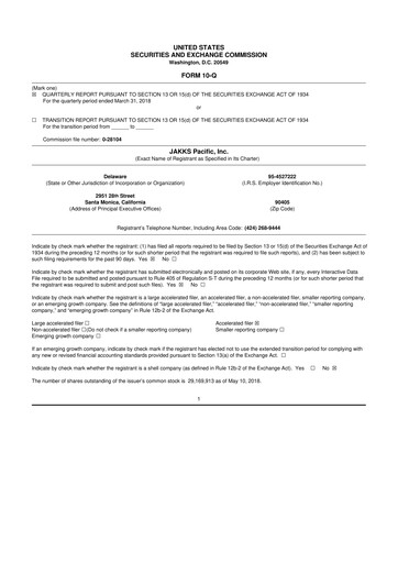 Thumbnail Jakks Pacific
 10-Q Quarterly Report FY 