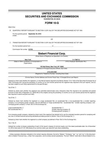 Thumbnail Siebert Financial 10-Q Quarterly Report FY2018 