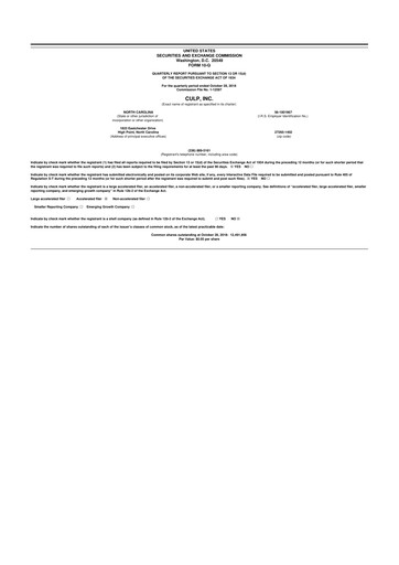 Thumbnail Culp, Inc. 10-Q Quarterly Report FY2019 