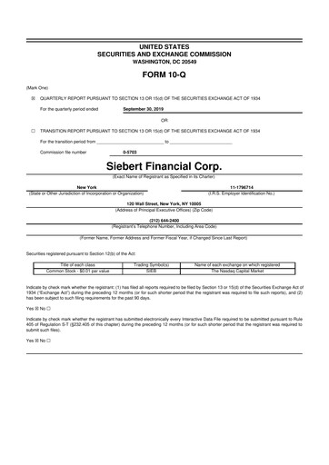 Thumbnail Siebert Financial 10-Q Quarterly Report FY2019 