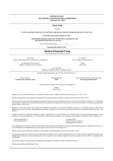 Thumbnail Siebert Financial 10-K Annual Report 2019