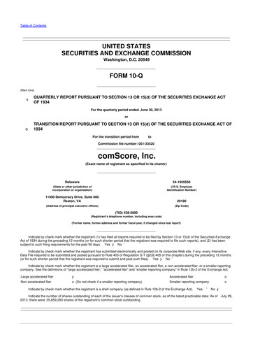 Thumbnail Comscore
 10-Q Quarterly Report FY2013 