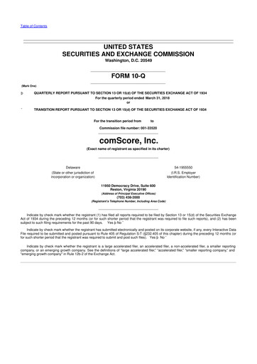 Thumbnail Comscore
 10-Q Quarterly Report FY2018 