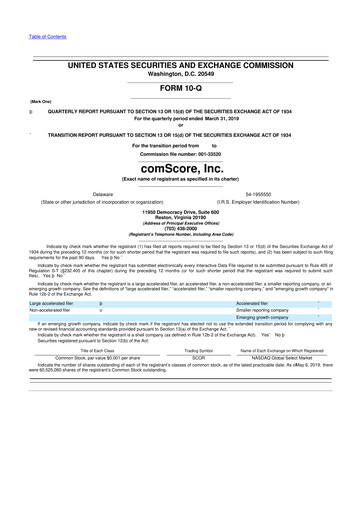 Thumbnail Comscore
 10-Q Quarterly Report FY2019 