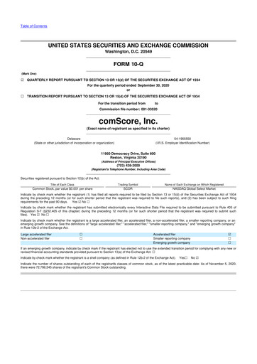 Thumbnail Comscore
 10-Q Quarterly Report FY2020 