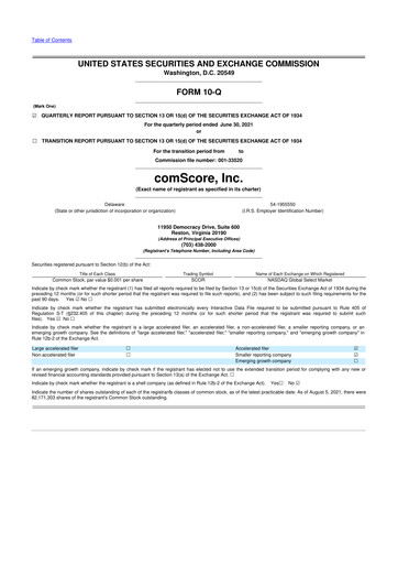 Thumbnail Comscore
 10-Q Quarterly Report FY2021 