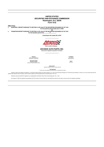 Vorschaubild Advance Auto Parts
 10-Q Quartalsbericht  