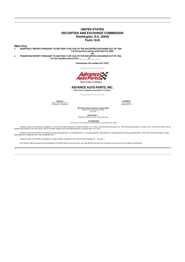 Vorschaubild Advance Auto Parts
 10-Q Quartalsbericht  