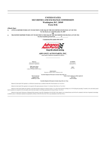Thumbnail Advance Auto Parts
 10-K Annual Report 