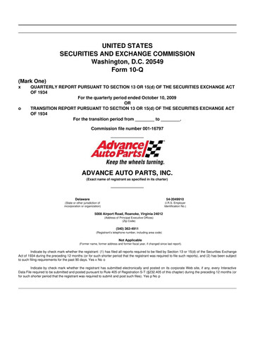 Vorschaubild Advance Auto Parts
 10-Q Quartalsbericht  