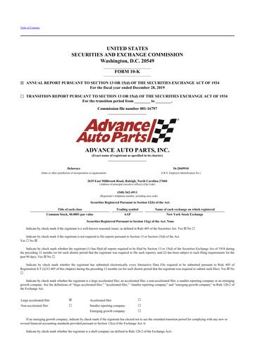Thumbnail Advance Auto Parts
 10-K Annual Report 2019
