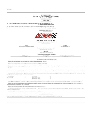 Thumbnail Advance Auto Parts
 10-K Annual Report 2020