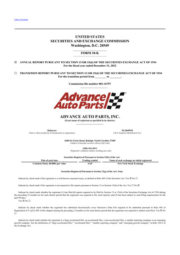 Thumbnail Advance Auto Parts
 10-K Annual Report 2022