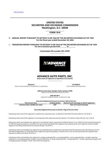 Thumbnail Advance Auto Parts
 10-K Annual Report 2024